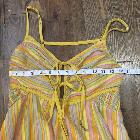 FREE PEOPLE "Opposites Attract" Yellow Stripped Dress ANTHROPOLOGIE Sz Small - Picture 4 of 7